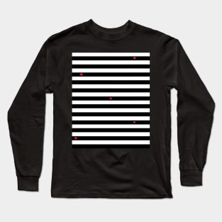 Striped black and white pattern - with a few red hearts Long Sleeve T-Shirt